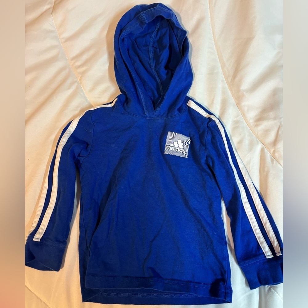 Adidas Kids Royal Blue Hoodie with White Stripes 2T light weight - Picture 1 of 4